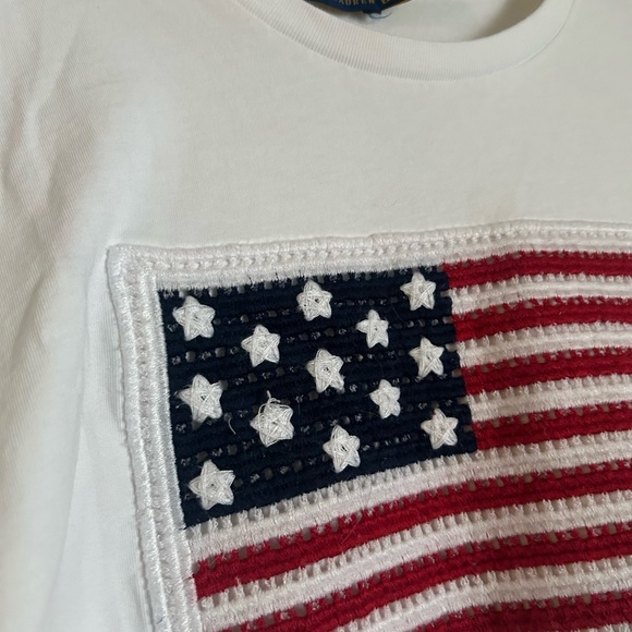 Polo Ralph Lauren Women's Embroidered American Flag Americana USA T-Shirt Tee - Picture 3 of 7